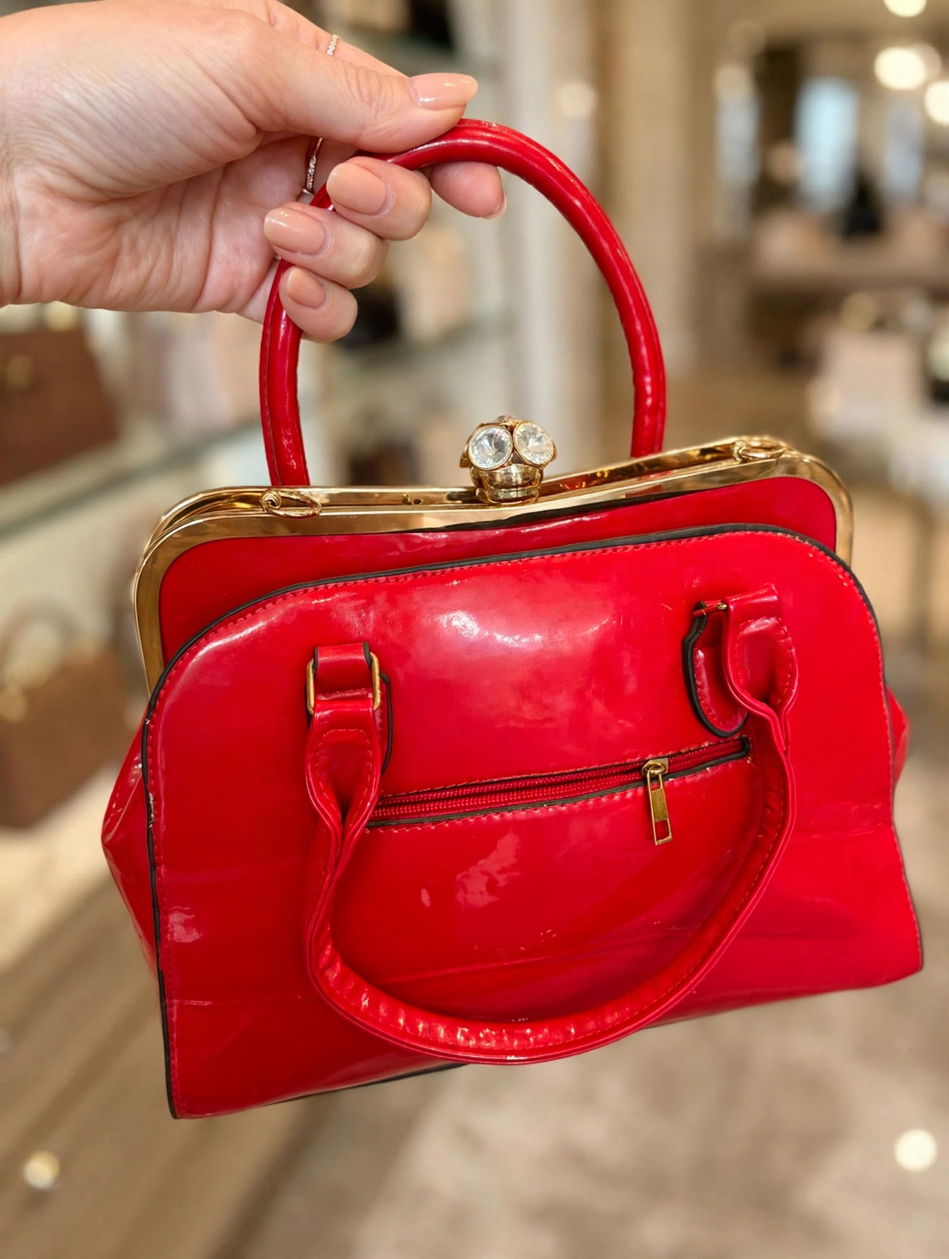 red handbag closeup red handbag closeup