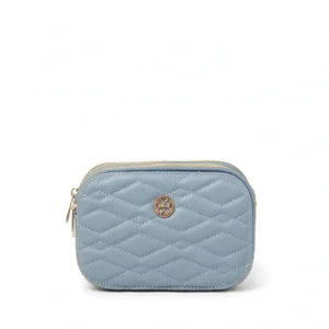 light blue quilted purse